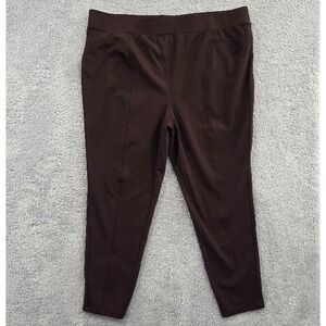 Intro Love the Fit Women's 3X Chocolate Brown Ponte Pants Stretch Front Seam